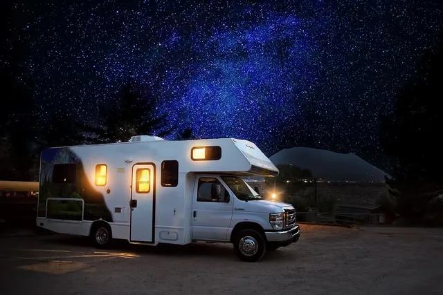 rv, camper, nature, night, camping, adventure, outdoor, campsite, travel, caravan, vacation, trailer, motorhome, camp, evening, journey, campground, summer, caravaning, holiday, traveler. RV camping and stargazing rules in national parks compared with BLM land