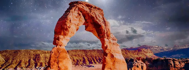 canyon, stars, landscape, sky, nature, night, rock, night sky, desert. Stargazing Destinations on Navajo Land: Two National Monuments