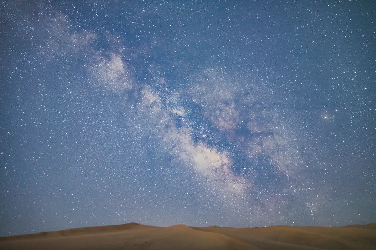 stars, milky way, night sky, star field, desert, sand dune, sunrise, cosmos, astronomy, space photography, galaxy, night photography, silence, nature, tranquility, purity, infinity