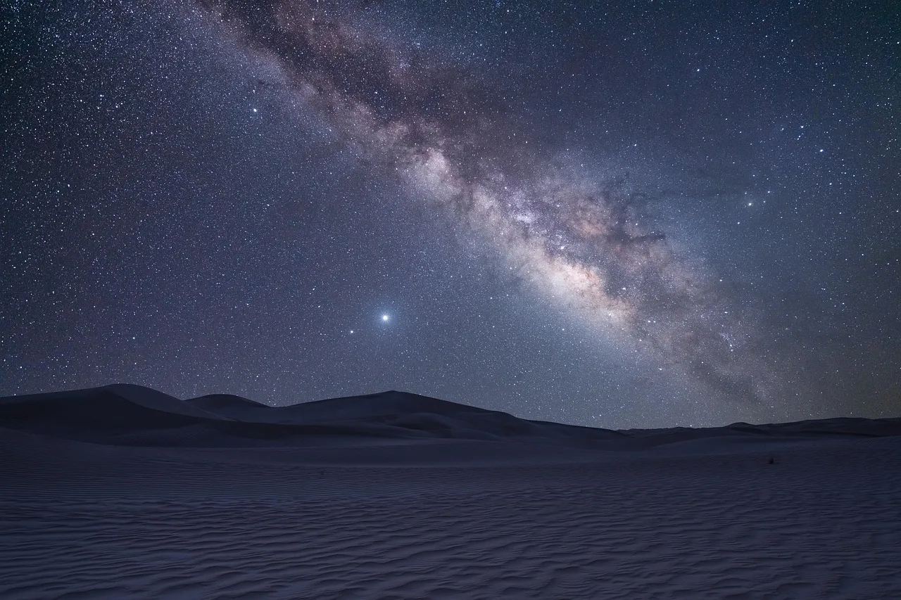 sky, stars, galaxy, milky way, night, mountain, nature, moon, space, desert, night sky, dunes. When should you stargaze in the American Southwest, with monsoon and smoke?
