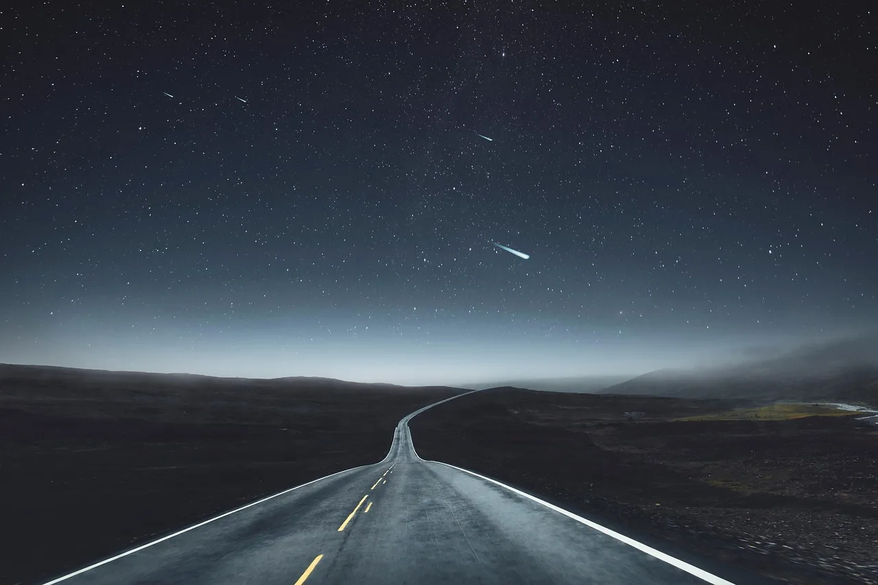 highway, night, landscape, sky, nature, stars, shooting star, night sky, asteroid, mountains, fog, darkness. Where to stargaze near Denver, from Rocky Mountain to Great Sand Dunes