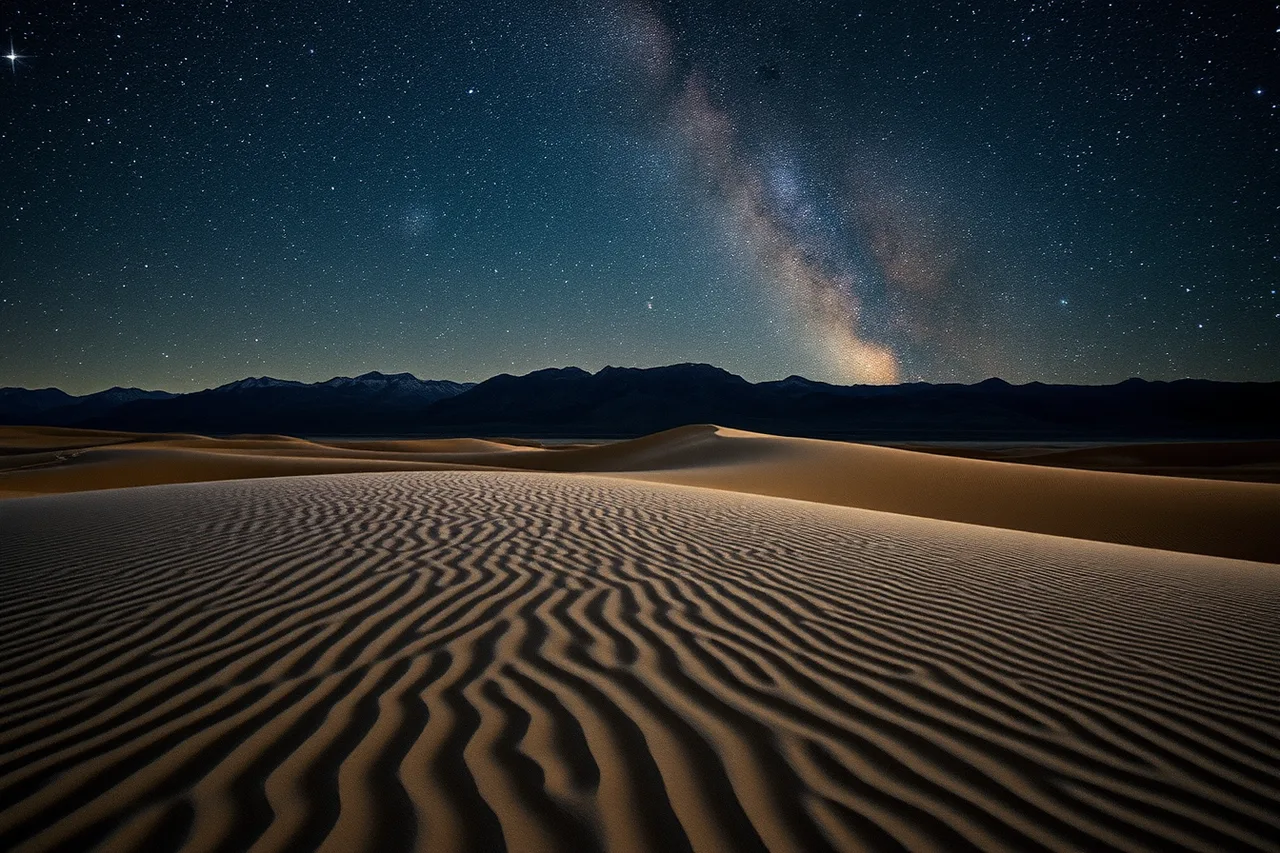 Rippled sand dunes under the Milky Way at Great Sand Dunes (Where to stargaze near Denver, from Rocky Mountain to Great Sand Dunes)