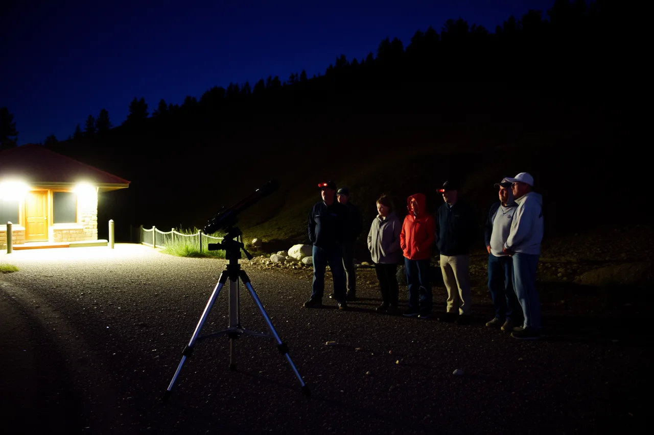Telescope set up near Florissant visitor center at dusk (Where to stargaze near Denver, from Rocky Mountain to Great Sand Dunes)